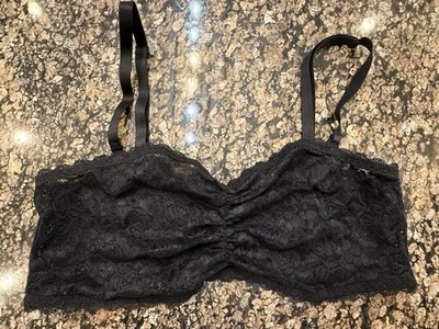 Torrid Curve Black Lace Gathered See Through Bralette Size 1 - Image 1 of 3