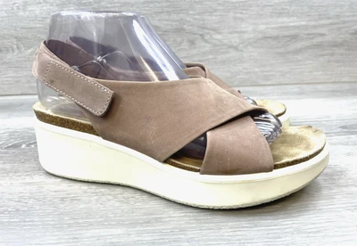 Ecco Corksphere Women's Sandal Brown Leather 8.5 Platform Comfort Wedge Shoes - Image 1 of 4