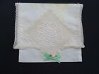 Vintage Handkerchief Case 1930s Hanky Crochet Lace White Cotton Bow Detail 30s