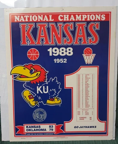 1988 Kansas Jayhawks NCAA College Basketball National Champions Poster 16" x 20" Cover