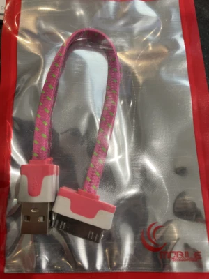 SHORT 8" Braided USB data Sync power cord Charger Charging cable for iphone 4 4S - Image 1 of 4