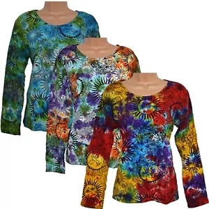 New Gringo Fair Trade Sun and Moon Long Sleeve Tie Dye Top 12 14 16 18 20 Hippy - Picture 1 of 13