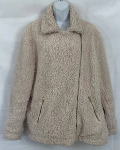 Giacca Say What Plus taglia 1X morbida pelliccia sintetica pile avorio zip davanti e tasche - Foto 1 di 12