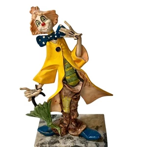Vintage Fontanini Depose Clown Umbrella Figurine Carrara Marble Made in Italy - Picture 1 of 17