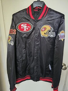 SAN FRANCISCO 49ERS STITCHED LOGOS SATIN JACKET 3XLARGE - Picture 1 of 8