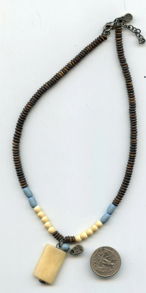 Carved Stone Ivory Colored Good Life  Necklace N900 - Image 1 of 1
