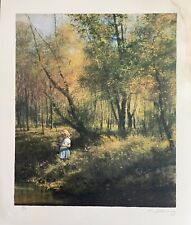 Adolf Sehring SUN AND SHADE Hand Signed Limited Edition Lithograph with Stain