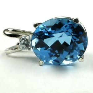 925 Sterling Silver Pendant, Swiss Blue Topaz, SP022 - Picture 1 of 4