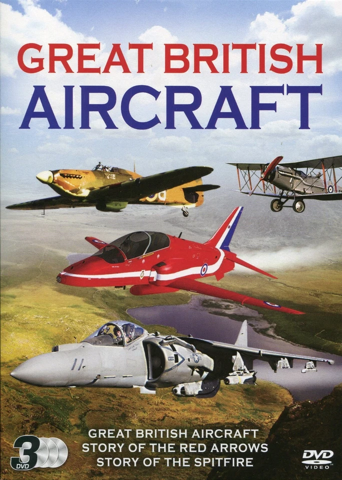 GREAT BRITISH AIRCRAFT 3 DVD BOX SET STORY OF SPITFIRE RED ARROWS & MORE PLANES - Image 1 of 1