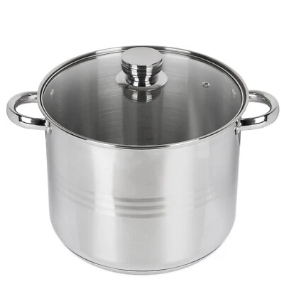 Edelstahl Großraumtopf 12L Kochtopf Glasdeckel Topf Suppentopf Induktion 28cm - Bild 1 von 4