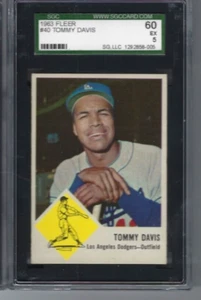 1963 Fleer Baseballkarte #40 Tommy Davis Los Angeles Dodgers SGC 5 zentriert! - Bild 1 von 2