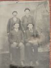 Antique Civil War Era Western Tintype Group Of 4 Men Wearing Hats Family Brother
