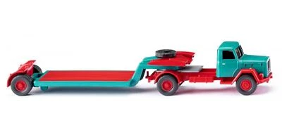 Wiking 050204 HO Gauge Low-loader truck-trailer combination (Magirus Saturn) - Image 1 of 2