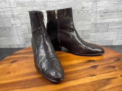 C. Doux Menorca Botas Mujer 8M Zapatos Cuero Marrón Serpiente Exótico Confort Botín Foto 1 de 4