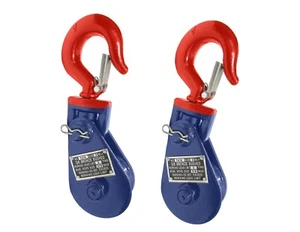2 Tonnen Schnappblock mit Haken für 5/16 - 3/8" Drahtseil 3" Rolle 2er Pack Riemenscheibe - Bild 1 von 6