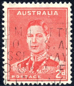 Australia King George VI 2 Dollars (Pennies) Stamp - Picture 1 of 2
