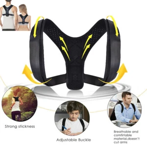 Posture Corrector Bad Back Lumbar Shoulder Support Belt Brace Men Women Teen S M - Picture 1 of 16