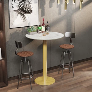 Bartisch Rund Stehtisch Weiß Marmor Bistrotisch Biertisch Partytisch 70×100 cm - Bild 1 von 18