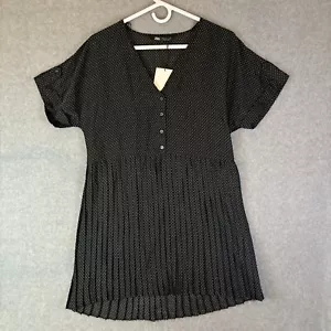 Zara Dress Women's Medium Polka Dot Mini Shirt Button Up Pleated Short Sleeve - Picture 1 of 18