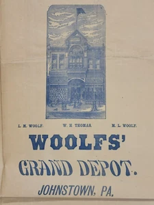 Antique Victorian WOOLF'S Department Store Broadside Wrapping Paper Johnstown PA - Bild 1 von 10