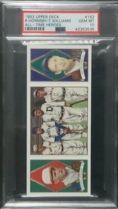 1993 Upper Deck All Time Heroes #162 Ted Williams/Rogers Hornsby PSA 10 POP 14