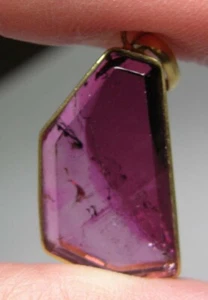 #6 Rubellit Turmalin 14,40ct Scheibe montiert in 18k Gold Anhänger 2,85 g 20,00 mm - Bild 1 von 7