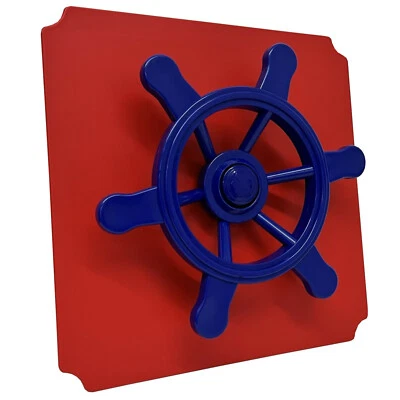 move and stic Platte 40x40cm rot mit Piratenlenkrad blau Spielturm