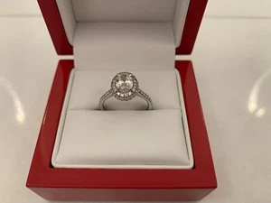 Ladies Platinum Halo and Shank Pave Set Diamond Engagement Ring - Picture 1 of 12