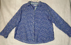Foxcroft Nyc Shirt Womens Size 16 Blue Button Up Roll Tab Sleeve Covered Buttons