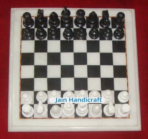 18'' White Marble Chess Table Top Pietra Dura Inlay Children Game Kids hd - Picture 1 of 4