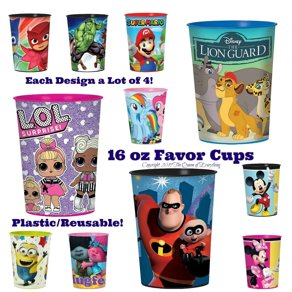 Designware 16oz Party Cups ❤️ Lot of Four ❤️ Plastic Favor Stadium Keepsake Cup - Image 1 of 1