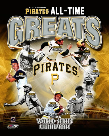 Pittsburgh Pirates ALL-TIME GREATS Premium 20x24 POSTER - CLEMENTE, Honus Wagner Cover