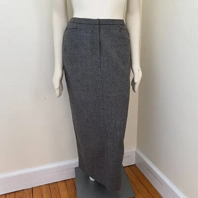Vintage RALPH LAUREN 100% Wool Gun Club Plaid Back Slit Maxi Skirt WOMEN'S 10 - Image 1 of 4