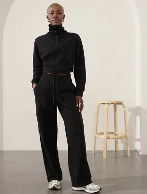 Pantalón cargo Athleta Easy Fleece tiro medio talla S pequeño negro #575881 Foto 1 de 4