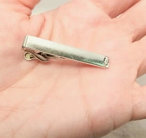 Vtg Swank Tie Bar Clip Silver Tone 1.5" - Picture 1 of 8