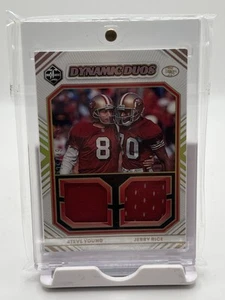 2022 Panini Limited Dynamic Duos Steve Young Jerry Rice Jersey Card 35/49 SF HOF - Picture 1 of 3