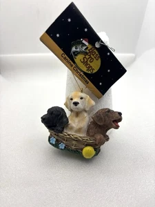 WELPEN IN EINEM KORB HUNDELABOR KUNSTHARZ ORNAMENT 3,5 ZOLL - Bild 1 von 5