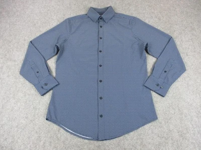 Camisa Mizzen+Principal Para Hombres Pequeña Azul Borde de Sotavento Ajuste Rendimiento Patrón Geométrico Foto 1 de 4