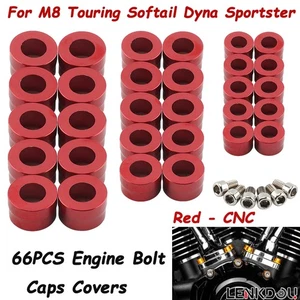 Red Engine Bolt Caps Covers For Harley Touring Electra Road Glide Trike Softail - Picture 1 of 12