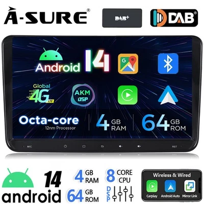 DAB+ 4+64G Android 14 Autoradio Carplay Navi Für VW GOLF 5 6 Passat Touran Polo - Bild 1 von 4