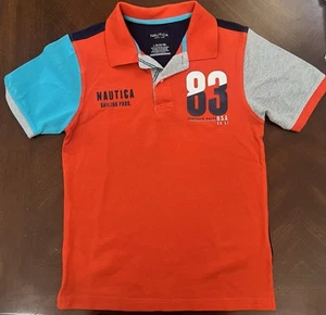 Nautica Color Block Multicolor Youth Boys Short Sleeve Polo Shirt L 14-16 - Picture 1 of 6