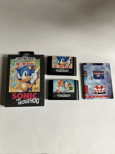 Sega Genesis Sonic The Hedgehog 1 Tab & 2 | w/ Eternal Champions Poster Insert - Picture 1 of 15