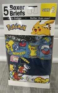 Pokémon 4 Pack Boys Cotton Boxer Briefs- Size 8 NEW 100% Cotton - Picture 1 of 2