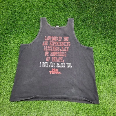 复古 90 年代滑稽无恐惧标语背心 XL 25x29 褪色黑色 — 第 1/4 张图片