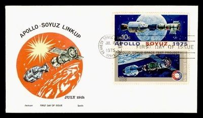 DR WHO 1975 FDC SPACE APOLLO SOYUZ JACKSON/SMITH CACHET PAIR M60652 - Image 1 of 2