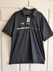 Under Armour Men’s Short Sleeve Title Golf Polo 1370369 Black Size LARGE NWT - Picture 1 of 6