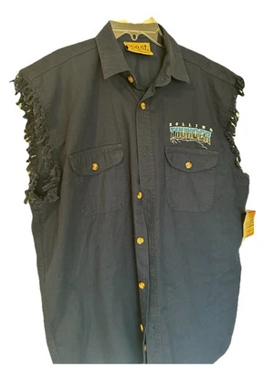 Vintage Rolling Thunder Trucker Button Up Sleeveless Shirt Distressed XL Faded  - Image 1 of 4