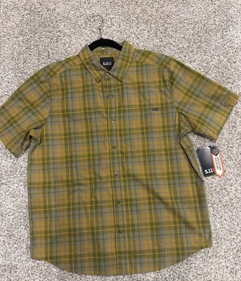 5.11 Tactical Men's Medium Gunther Plaid Short Sleeve Poly/Cotton NWT Shirt - Image 1 of 4