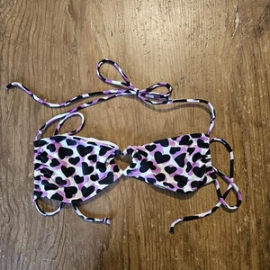 Bikini super sexy Victoria's Secret viola e rosa cuore stampa animalier solo top - Foto 1 di 6