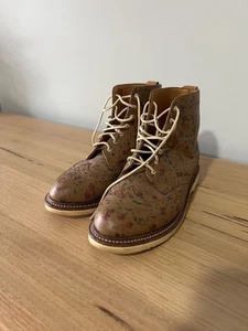 Dr Martens Bentley Brogue Boot in Floral Print Tan Leather, Size UK 6 - RARE - Picture 1 of 10